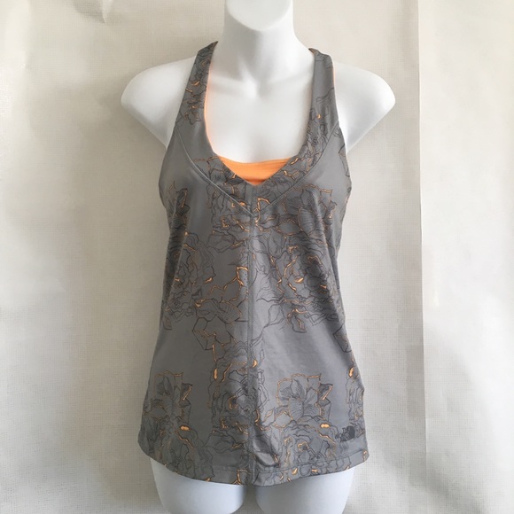 🐾 The North Face Sz S/P Gray/Orange Workout Top - Picture 2 of 8